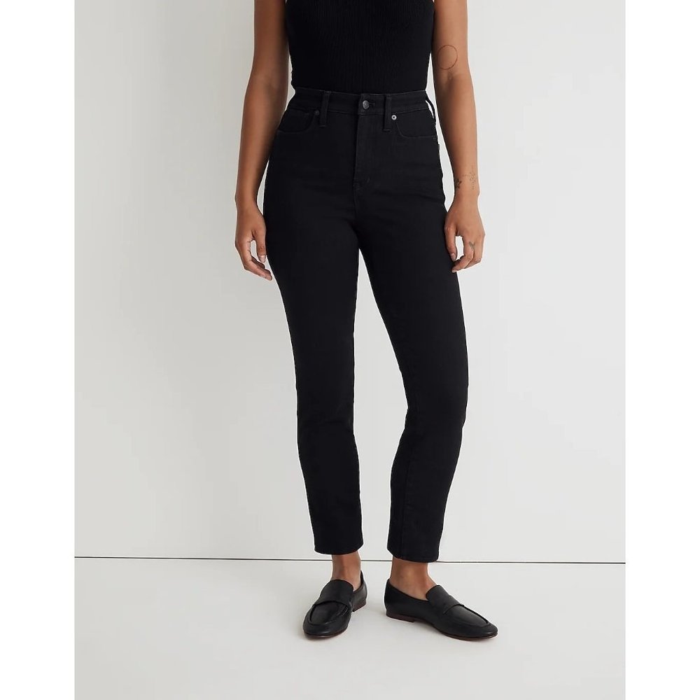 Madewell Womens The Petite Curvy Stovepipe Jeans Black Rinse Wash 24 Petite